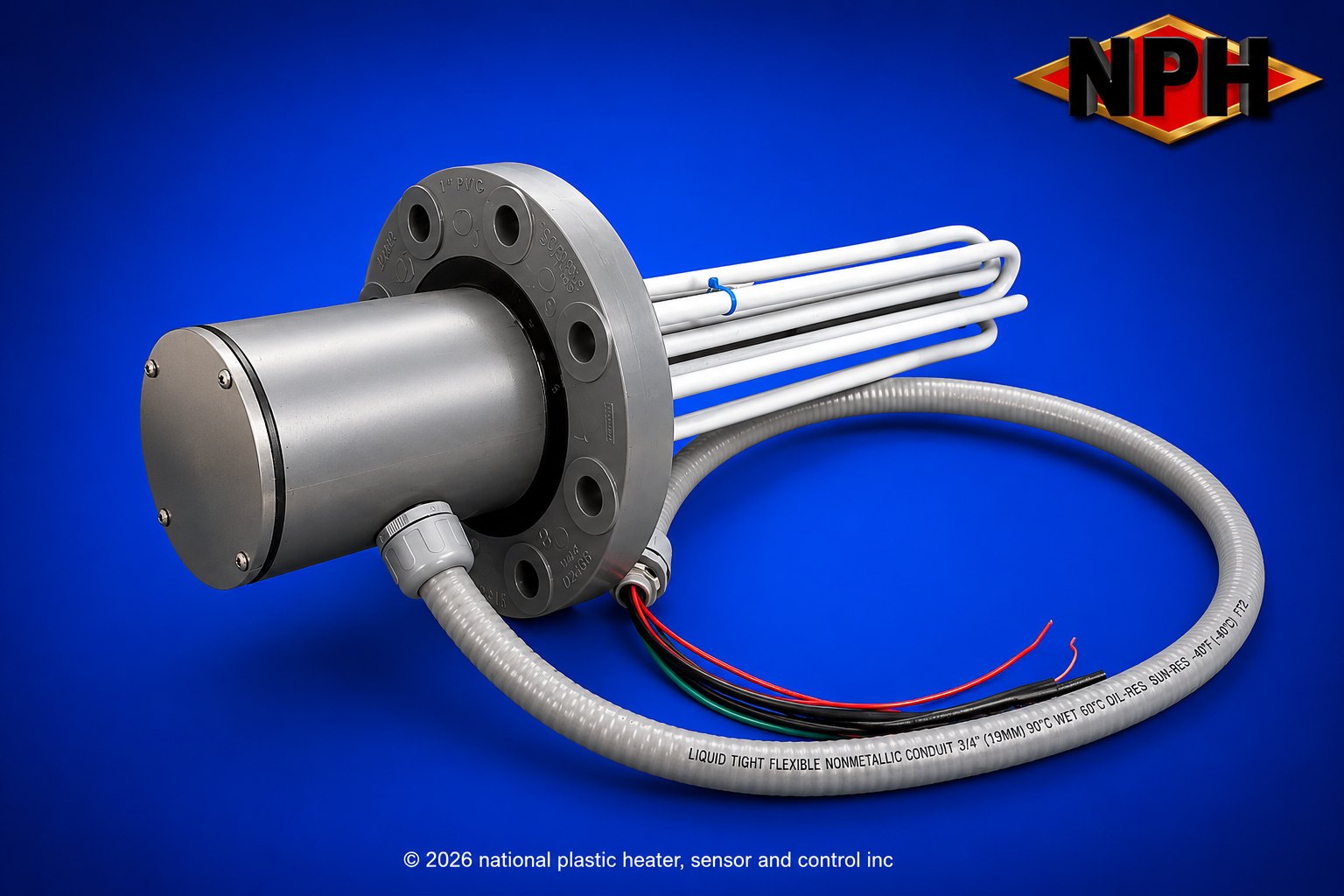 Teflon Coated Flanged Immersion Heater